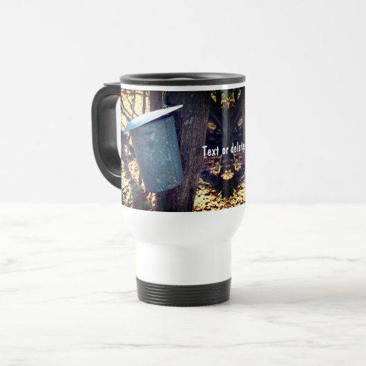 Maple Syrup Sap Bucket aangepast Reisbeker (Voorkant links)