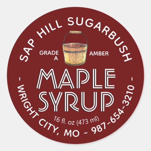 Maple Syrup Sap Bucket Editable Label (Voorkant)