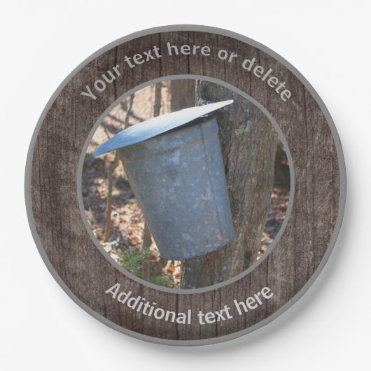 Maple Syrup Sap Bucket Natuur Gepersonaliseerde Pa Papieren Bordje (Voorkant)