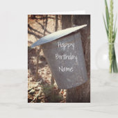 Maple Syrup Sap Bucket on Tree Birthday Kaart (Voorkant)