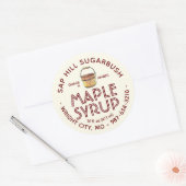 Maple Syrup Sap Bucket Red Text op artikellabel Ronde Sticker (Envelop)