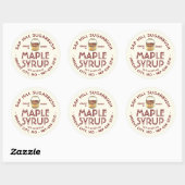 Maple Syrup Sap Bucket Red Text op artikellabel Ronde Sticker (Vel)