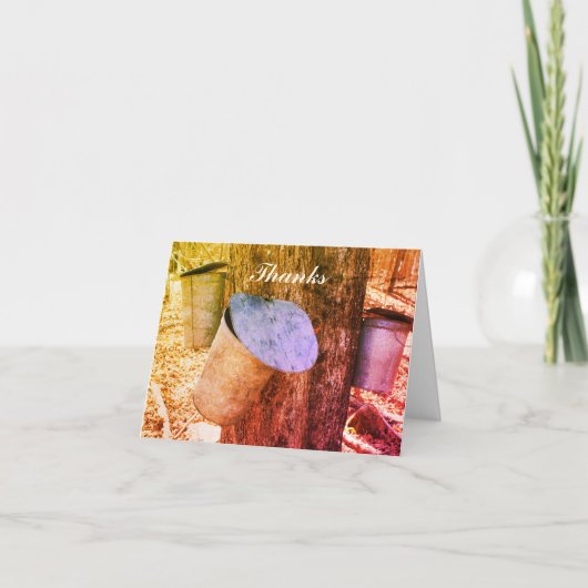 Maple Syrup Sap Buckets Natuur Art Hartelijk dank Bedankkaart (Voorkant)