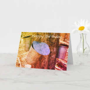 Maple Syrup Sap Buckets op de Boom Kunstdag Kaart