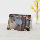 Maple Syrup Sap Buckets op de Kaart van de bosbouw (Gele Bloem)