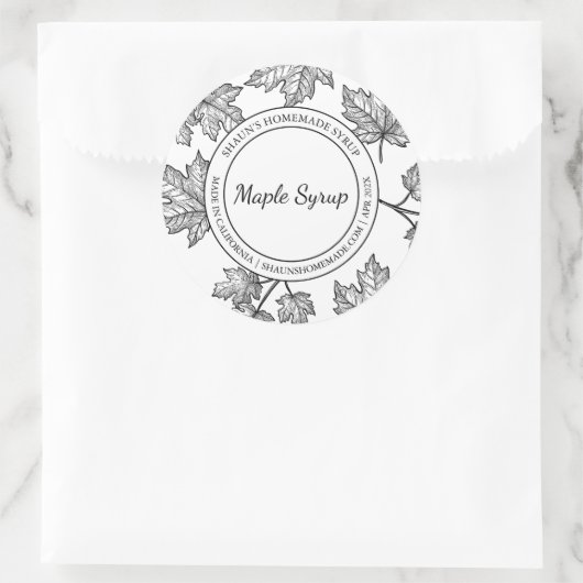Maple Syrup Schets Modern label (Tas)
