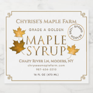 Maple Syrup Spring Season Medallion and Year Label Bier Etiket