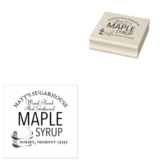Maple Syrup Sugarhouse Business Rubber Stamp Rubberstempel (Gestempeld)