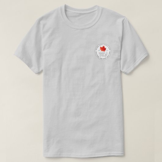 Maple Syrup T-shirt Wit Krijtbord Tekst Rood blad (Design voorkant)