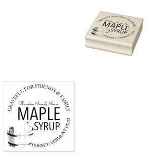 Maple Syrup Thankful for Family and Friends Label Rubberstempel