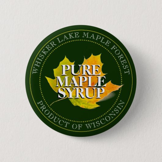 Maple Syrup Yellow Sugar Maple Leaf Editable Green Ronde Button 5,7 Cm (Voorkant)