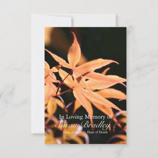 Maple Tree 2 Celebration of Life Memorial Service Kaart (Voorkant)