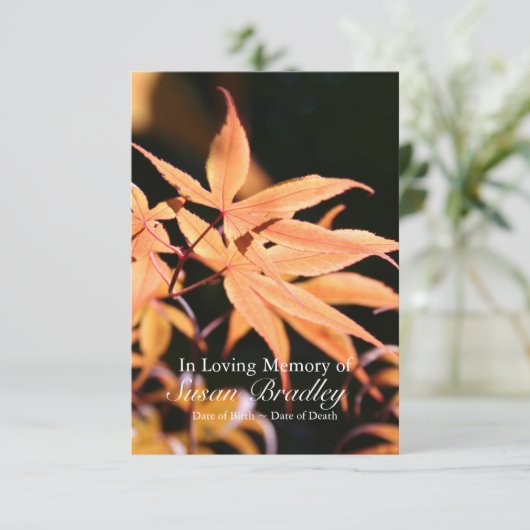 Maple Tree 2 Celebration of Life Memorial Service Kaart (Staand voorkant)