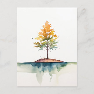 Maple Tree eenvoudige Waterverf Briefkaart