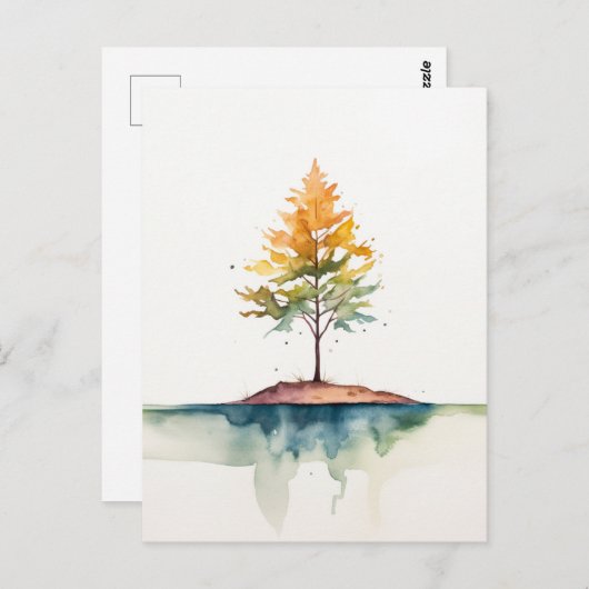 Maple Tree eenvoudige Waterverf Briefkaart (Voorkant / Achterkant)
