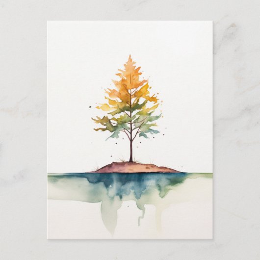 Maple Tree eenvoudige Waterverf Briefkaart (Voorkant)