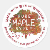 Maple Tree en harten Gemaakt met liefde in uw staa Ronde Sticker (Voorkant)