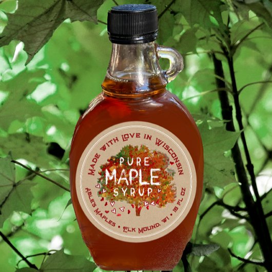 Maple Tree Hearts Gemaakt met Love Your State Kraf Ronde Sticker