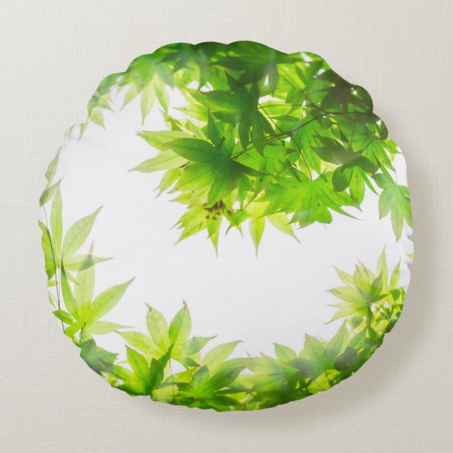 Maple tree leaf twig textuur rond kussen (Voorkant)