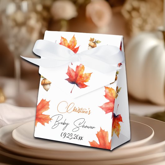 Maple Tree Leaves and Acorns Baby shower Bedankdoosjes