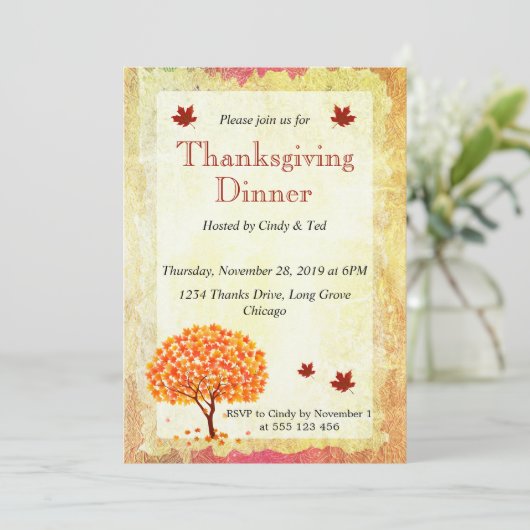 Maple Tree Thanksgiving Kaart (Staand voorkant)