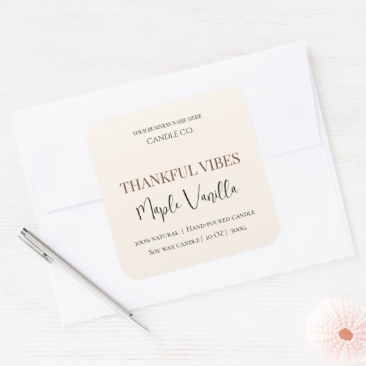 Maple Vanilla | Elegant Fall Soy Candle Label (Envelop)