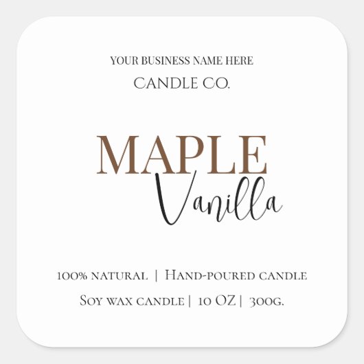 Maple Vanilla | Elegant Fall Soy Candle Label (Voorkant)