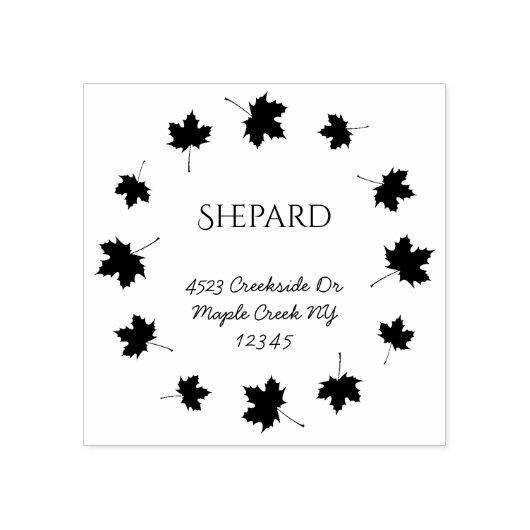 Maple verlaat grens familienaam retouradres rubberstempel (Afrduk)