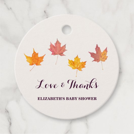 Maple verlaat Herfst Baby shower Bedankjes Labels (Voorkant)
