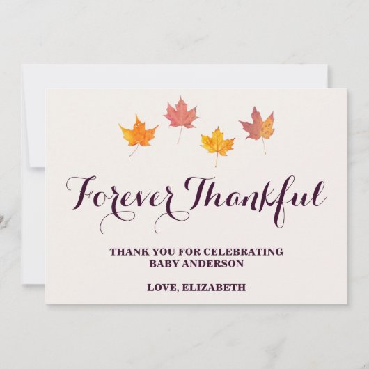 Maple verlaat Herfst Baby shower Bedankkaart (Voorkant)