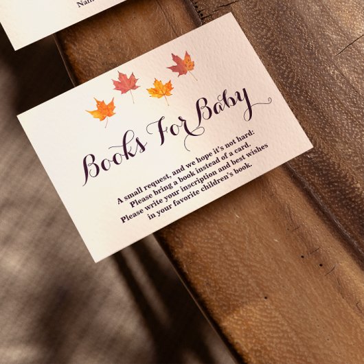 Maple verlaat Herfst Baby shower Boeken voor Baby Informatiekaartje