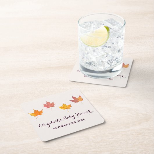 Maple verlaat Herfst Baby shower Kartonnen Onderzetters (Insitu)