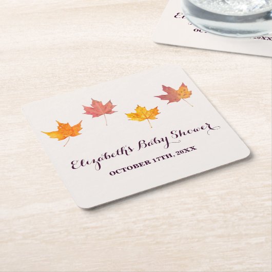 Maple verlaat Herfst Baby shower Kartonnen Onderzetters (Schuin)