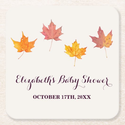 Maple verlaat Herfst Baby shower Kartonnen Onderzetters (Voorkant)