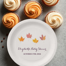 Maple verlaat Herfst Baby shower Papieren Bordje