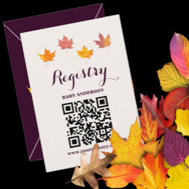Maple verlaat Herfst Baby shower Registry Informatiekaartje