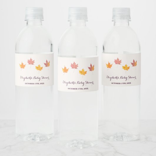Maple verlaat Herfst Baby shower Waterfles Etiket (Flessen)