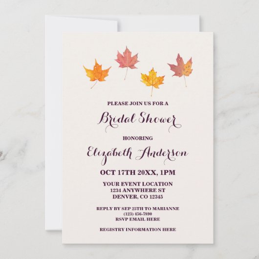 Maple verlaat Herfst Vrijgezellenfeest Kaart (Voorkant)