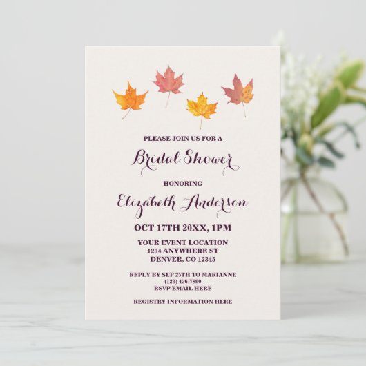 Maple verlaat Herfst Vrijgezellenfeest Kaart (Staand voorkant)