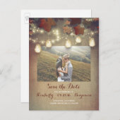 Maple verlaat Mason Jars Herfst Foto Sla de datum  Aankondigingskaart (Voorkant / Achterkant)