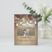 Maple verlaat Mason Jars Herfst Foto Sla de datum  Aankondigingskaart (Staand voorkant)