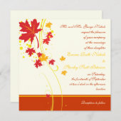 Maple verlaat rode gele huwelijksuitnodiging kaart (Voorkant / Achterkant)