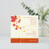 Maple verlaat rode gele huwelijksuitnodiging kaart (Staand voorkant)