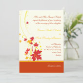 Maple verlaat rode gele huwelijksuitnodiging kaart (Staand voorkant)
