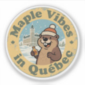 Maple Vibes in Québec met een grappige bever Sticker (Voorkant)