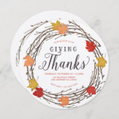 Maple Wreater Thanksgiving Dinner Invitation Kaart (Voorkant / Achterkant)