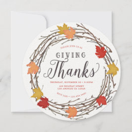 Maple Wreater Thanksgiving Dinner Invitation Kaart