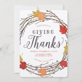 Maple Wreater Thanksgiving Dinner Invitation Kaart