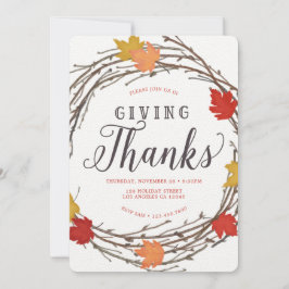 Maple Wreater Thanksgiving Dinner Invitation Kaart