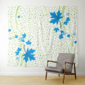 Maplebladeren blauw en groene polka-stippen wandkleed (In Situ (horizontaal))